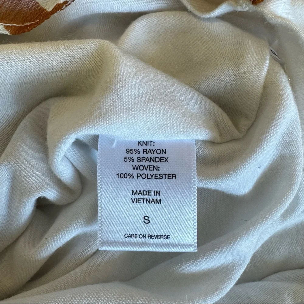 2/$10 New York & Co Tank w/ chiffon overlay Sz S white black & brown pattern - Picture 9 of 9